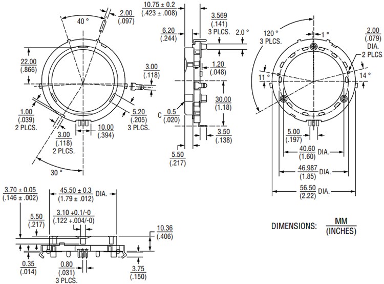 Bourns PER56 Long-Life Incremental Ring Encoder